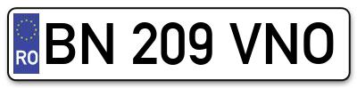 Placuta inmatriculare numar auto  BN-209-VNO, BN 209 VNO, BN209VNO