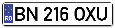 Placuta inmatriculare numar auto  BN-216-OXU, BN 216 OXU, BN216OXU