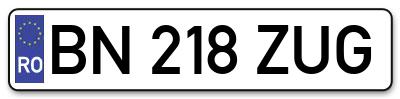 Placuta inmatriculare numar auto  BN-218-ZUG, BN 218 ZUG, BN218ZUG