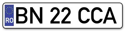 Placuta inmatriculare numar auto  BN-22-CCA, BN 22 CCA, BN22CCA