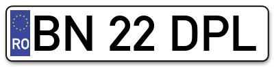 Placuta inmatriculare numar auto  BN-22-DPL, BN 22 DPL, BN22DPL