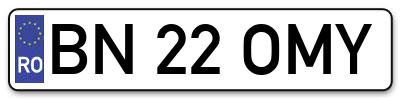 Placuta inmatriculare numar auto  BN-22-OMY, BN 22 OMY, BN22OMY