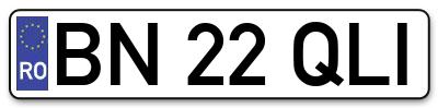 Placuta inmatriculare numar auto  BN-22-QLI, BN 22 QLI, BN22QLI