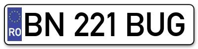 Placuta inmatriculare numar auto  BN-221-BUG, BN 221 BUG, BN221BUG