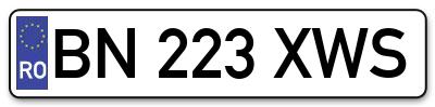 Placuta inmatriculare numar auto  BN-223-XWS, BN 223 XWS, BN223XWS