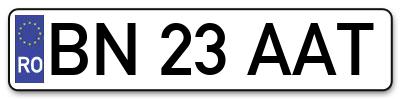 Placuta inmatriculare numar auto  BN-23-AAT, BN 23 AAT, BN23AAT