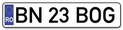 Placuta inmatriculare numar auto  BN-23-BOG, BN 23 BOG, BN23BOG