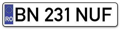 Placuta inmatriculare numar auto  BN-231-NUF, BN 231 NUF, BN231NUF