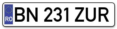 Placuta inmatriculare numar auto  BN-231-ZUR, BN 231 ZUR, BN231ZUR