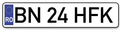 Placuta inmatriculare numar auto  BN-24-HFK, BN 24 HFK, BN24HFK
