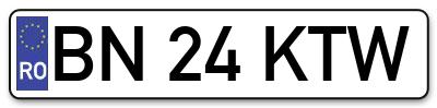 Placuta inmatriculare numar auto  BN-24-KTW, BN 24 KTW, BN24KTW