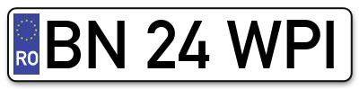 Placuta inmatriculare numar auto  BN-24-WPI, BN 24 WPI, BN24WPI