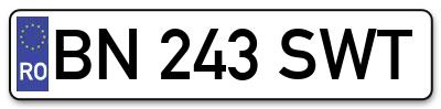 Placuta inmatriculare numar auto  BN-243-SWT, BN 243 SWT, BN243SWT