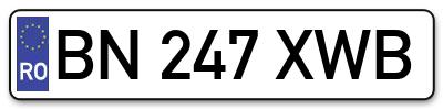 Placuta inmatriculare numar auto  BN-247-XWB, BN 247 XWB, BN247XWB