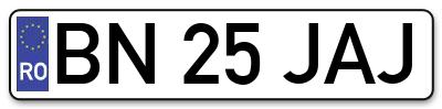 Placuta inmatriculare numar auto  BN-25-JAJ, BN 25 JAJ, BN25JAJ
