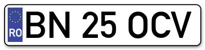 Placuta inmatriculare numar auto  BN-25-OCV, BN 25 OCV, BN25OCV