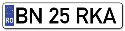Placuta inmatriculare numar auto  BN-25-RKA, BN 25 RKA, BN25RKA