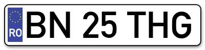 Placuta inmatriculare numar auto  BN-25-THG, BN 25 THG, BN25THG