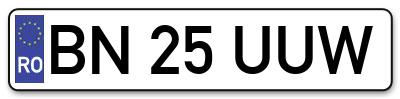 Placuta inmatriculare numar auto  BN-25-UUW, BN 25 UUW, BN25UUW