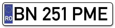Placuta inmatriculare numar auto  BN-251-PME, BN 251 PME, BN251PME
