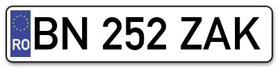 Placuta inmatriculare numar auto  BN-252-ZAK, BN 252 ZAK, BN252ZAK