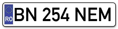 Placuta inmatriculare numar auto  BN-254-NEM, BN 254 NEM, BN254NEM