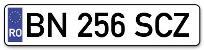 Placuta inmatriculare numar auto  BN-256-SCZ, BN 256 SCZ, BN256SCZ