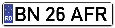Placuta inmatriculare numar auto  BN-26-AFR, BN 26 AFR, BN26AFR