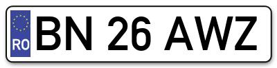 Placuta inmatriculare numar auto  BN-26-AWZ, BN 26 AWZ, BN26AWZ