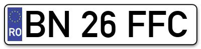 Placuta inmatriculare numar auto  BN-26-FFC, BN 26 FFC, BN26FFC