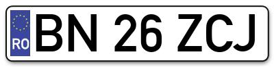 Placuta inmatriculare numar auto  BN-26-ZCJ, BN 26 ZCJ, BN26ZCJ