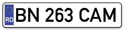 Placuta inmatriculare numar auto  BN-263-CAM, BN 263 CAM, BN263CAM
