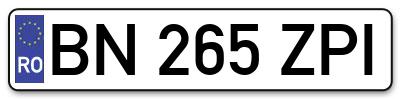 Placuta inmatriculare numar auto  BN-265-ZPI, BN 265 ZPI, BN265ZPI