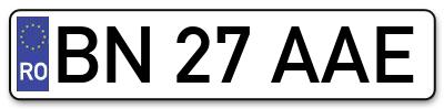 Placuta inmatriculare numar auto  BN-27-AAE, BN 27 AAE, BN27AAE
