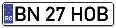 Placuta inmatriculare numar auto  BN-27-HOB, BN 27 HOB, BN27HOB