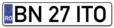 Placuta inmatriculare numar auto  BN-27-ITO, BN 27 ITO, BN27ITO
