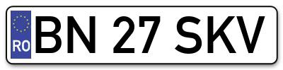 Placuta inmatriculare numar auto  BN-27-SKV, BN 27 SKV, BN27SKV
