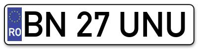 Placuta inmatriculare numar auto  BN-27-UNU, BN 27 UNU, BN27UNU