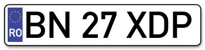 Placuta inmatriculare numar auto  BN-27-XDP, BN 27 XDP, BN27XDP