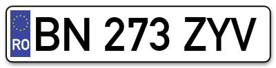 Placuta inmatriculare numar auto  BN-273-ZYV, BN 273 ZYV, BN273ZYV