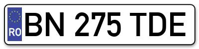 Placuta inmatriculare numar auto  BN-275-TDE, BN 275 TDE, BN275TDE