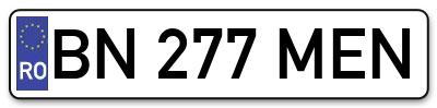 Placuta inmatriculare numar auto  BN-277-MEN, BN 277 MEN, BN277MEN