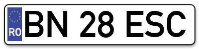 Placuta inmatriculare numar auto  BN-28-ESC, BN 28 ESC, BN28ESC