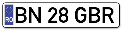 Placuta inmatriculare numar auto  BN-28-GBR, BN 28 GBR, BN28GBR