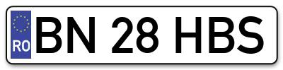 Placuta inmatriculare numar auto  BN-28-HBS, BN 28 HBS, BN28HBS