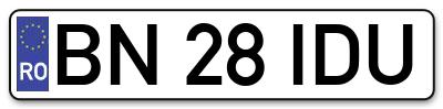 Placuta inmatriculare numar auto  BN-28-IDU, BN 28 IDU, BN28IDU