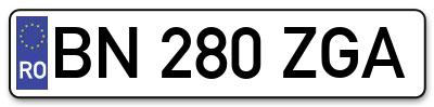 Placuta inmatriculare numar auto  BN-280-ZGA, BN 280 ZGA, BN280ZGA