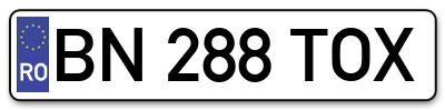 Placuta inmatriculare numar auto  BN-288-TOX, BN 288 TOX, BN288TOX