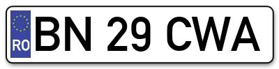 Placuta inmatriculare numar auto  BN-29-CWA, BN 29 CWA, BN29CWA