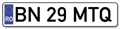 Placuta inmatriculare numar auto  BN-29-MTQ, BN 29 MTQ, BN29MTQ